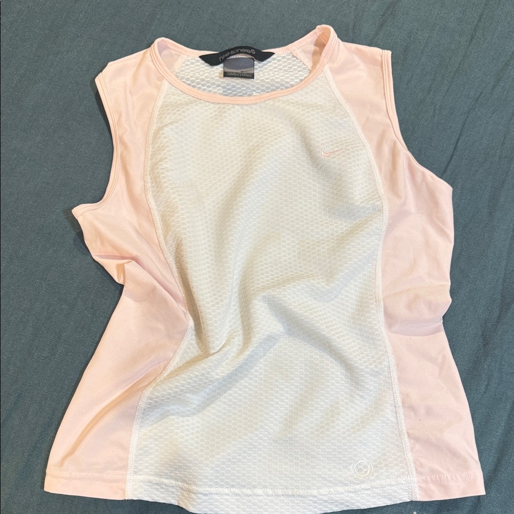 Nike Women's Pink and White Tank Top